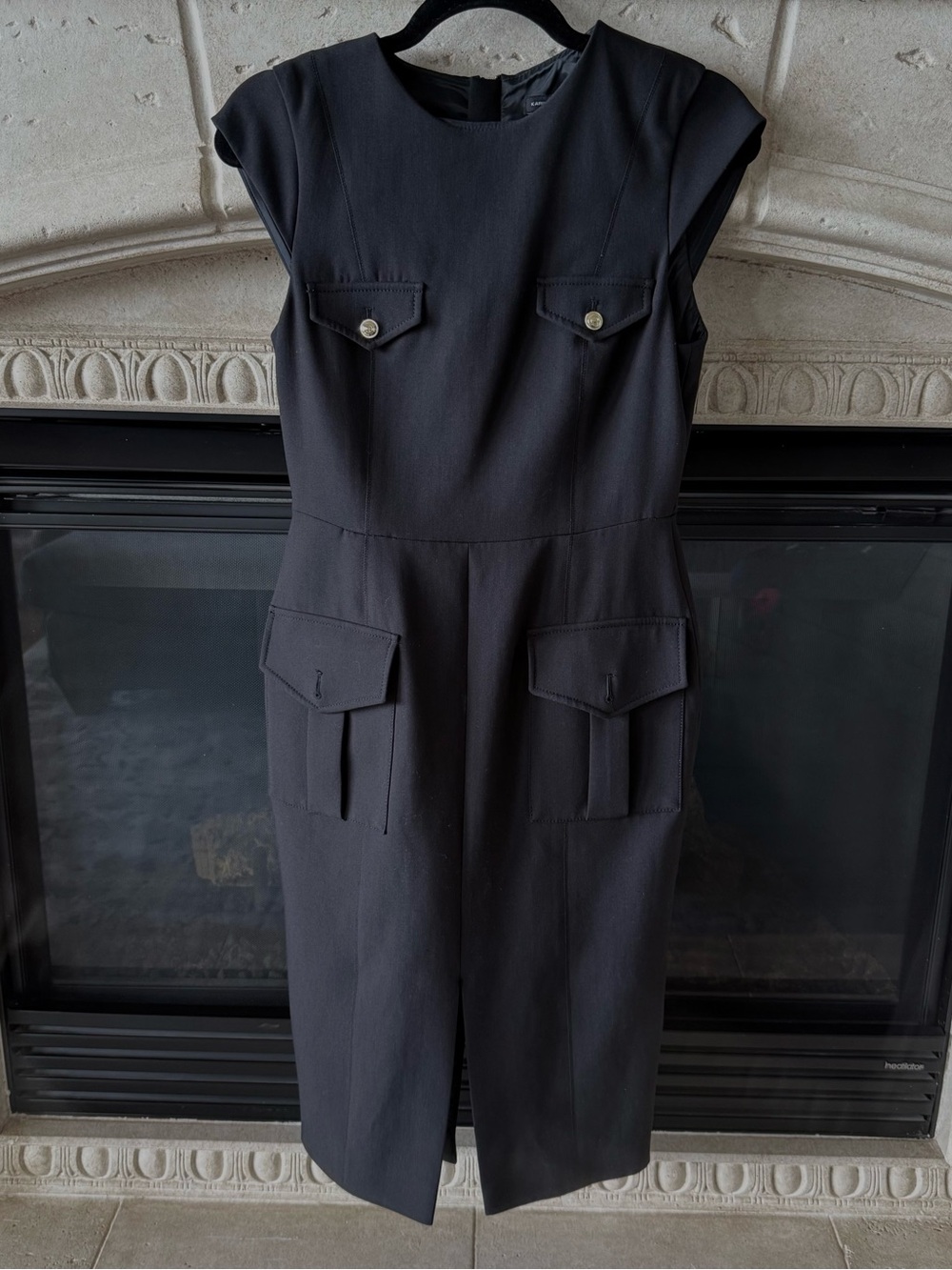 Karen Millen Black Cap-Sleeve Utility Jumpsuit